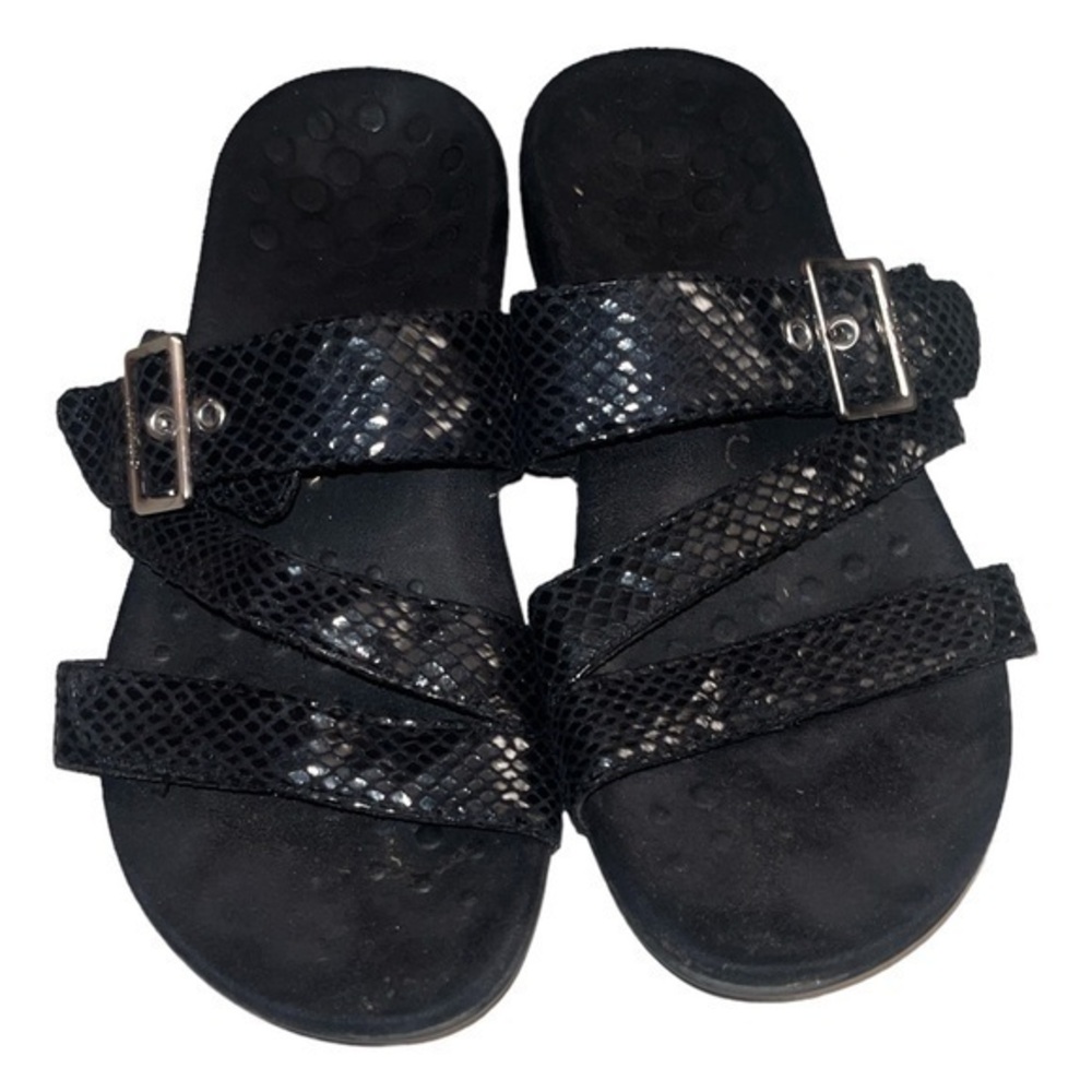 Vionic Skylar Black Printed Slides Sandals Comfort Shoes Womens 7